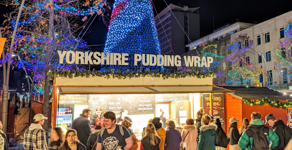 Yorkshire Pudding Wrap traders at Plymouth Christmas Market